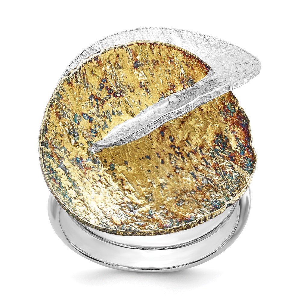 Sterling Silver 18K Yellow Gold-plated Overlapping Circles Ring