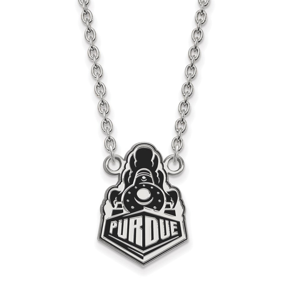 Sterling Silver Official Licensed Collegiate 18in Purdue University (PU) Large Enamel Pendant w/Necklace