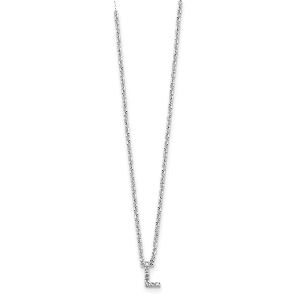 Sterling Silver Polished Diamond Initial L with 16 + 2 in ext Necklace