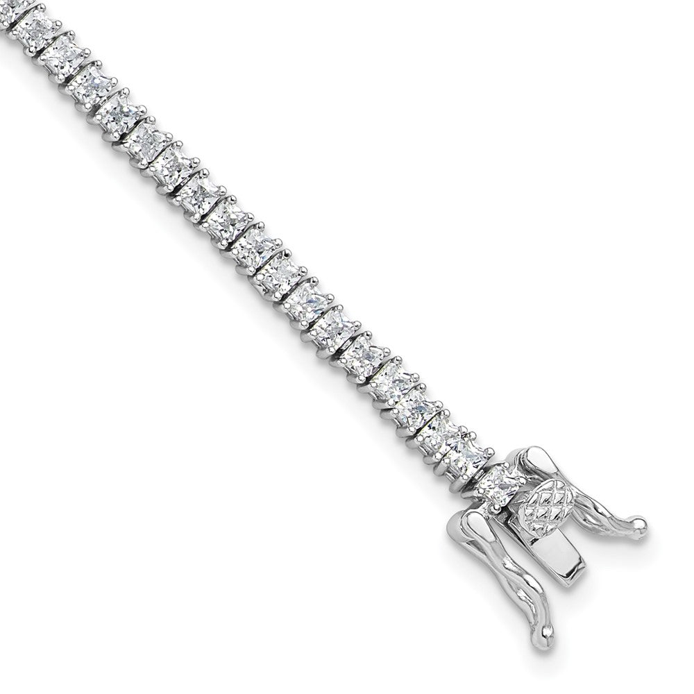 Sterling Silver Rhodium-plated 3mm Princess Cut CZ 7.75in Tennis Bracelet 8 inches