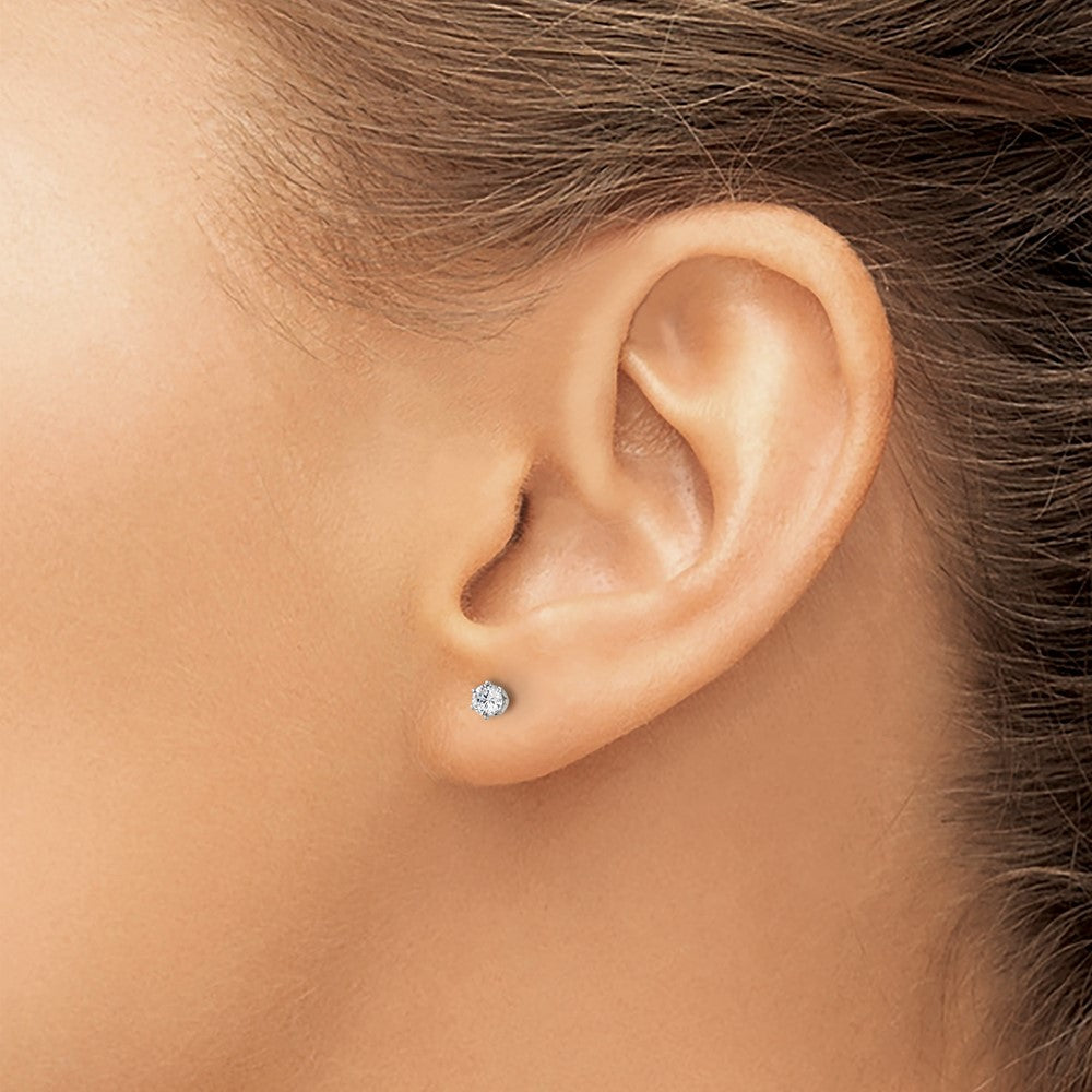 Stainless Steel Polished 3mm CZ Stud Post Earrings