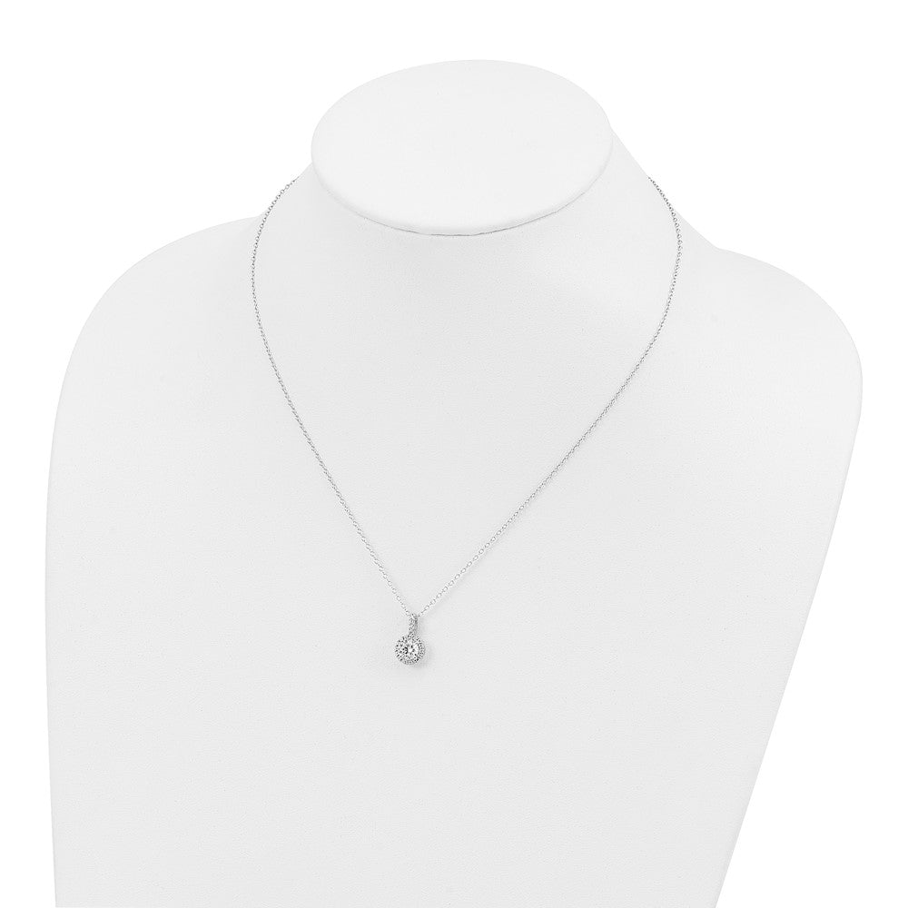 Sterling Silver Rhodium-plated Diamonore Halo 16 in w/2in ext Necklace