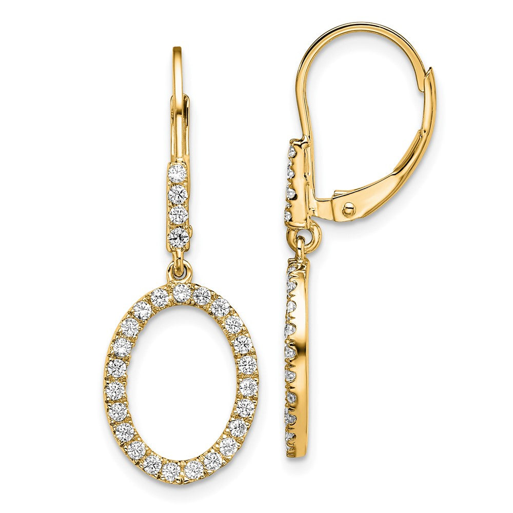 14K Gold 1/2 Carat Lab Grown Diamond VS/SI+ G+ Complete Dangle Oval Leverback Earrings