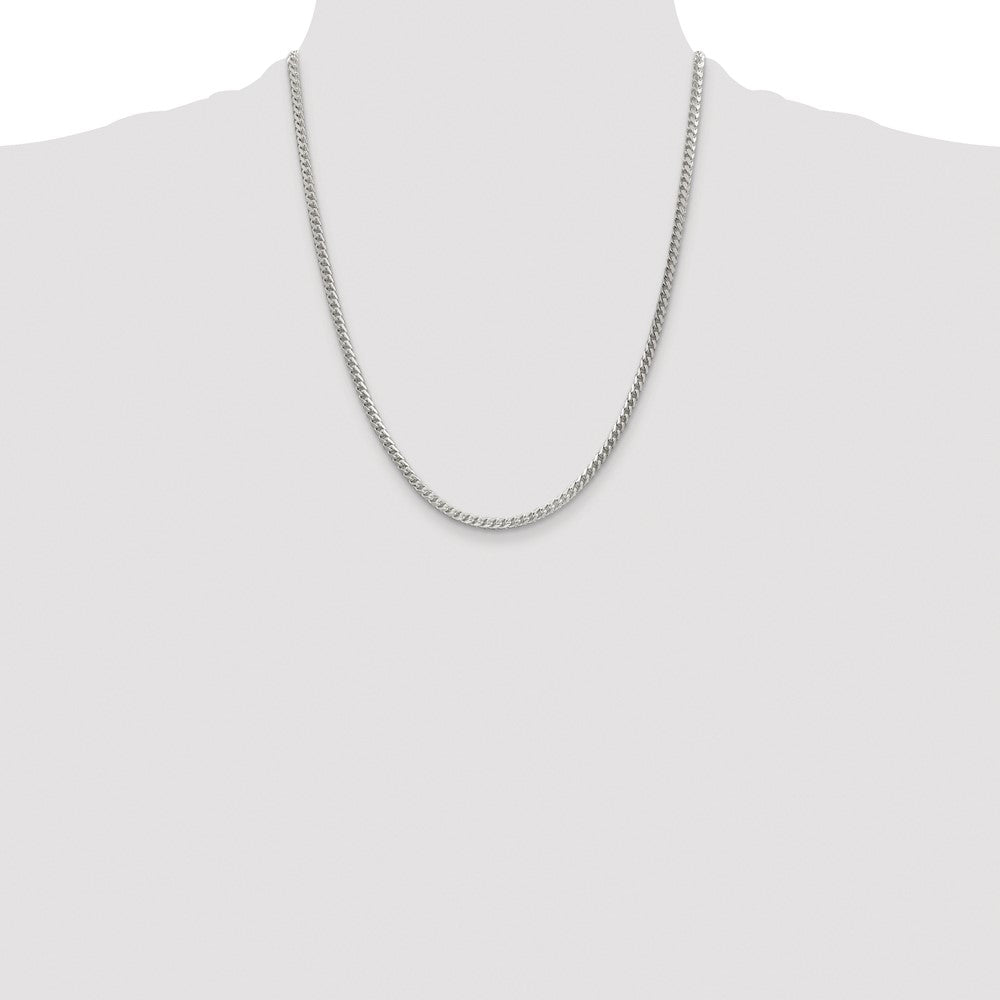 Sterling Silver Rhodium-plated 3.1mm D/C Square Franco Chain
