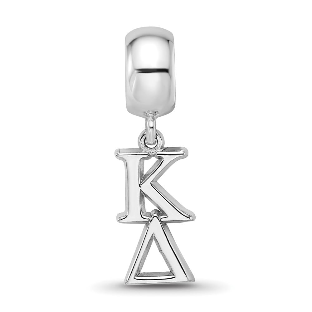 LogoArt KD005BD1-SS 0.62 in. Sterling Silver Kappa Delta Vertical Letters on Plain Bead