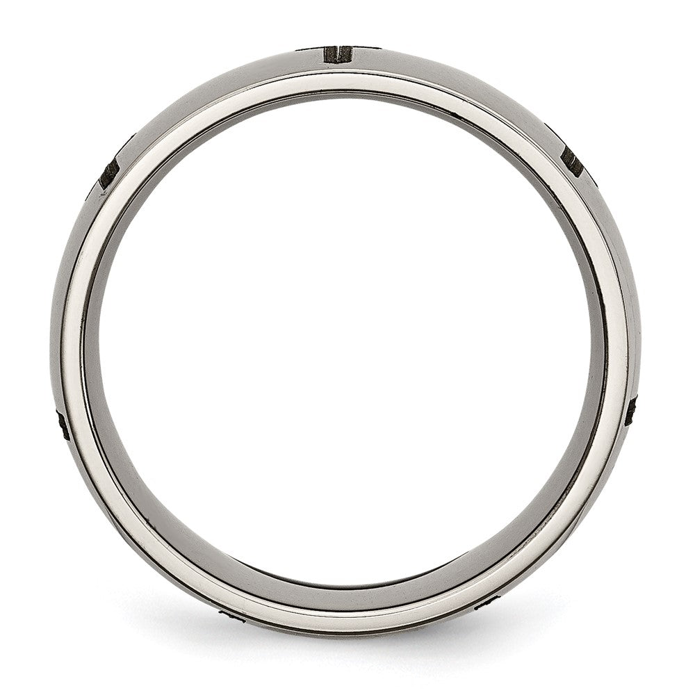 Titanium Polished Cross Laser Design 8mm Band Size - 13