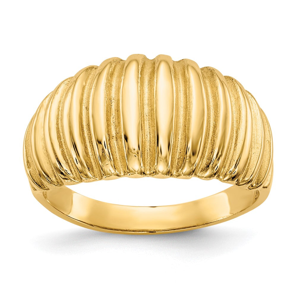 14k High Polished Ribbed Dome Ring Size 5.5