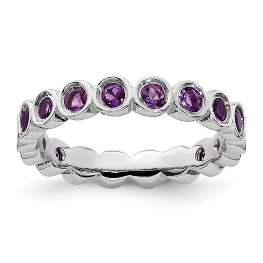 Sterling Silver Stackable Expressions Amethyst Ring Size -9