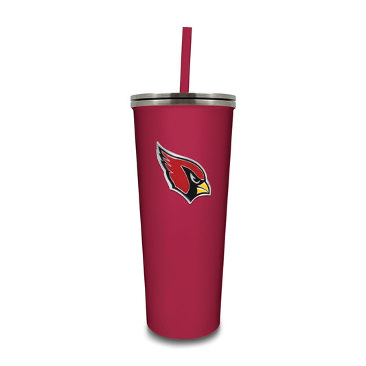 NFL Arizona Cardinals Stainless Steel 24 ounce Skinny Tumbler with Emblem and Straw