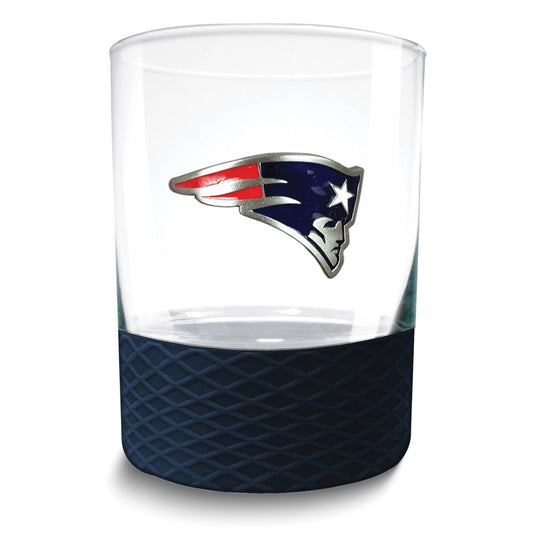 NFL New England Patriots Commissioner 14 oz. Rocks Glass with Silicone Base