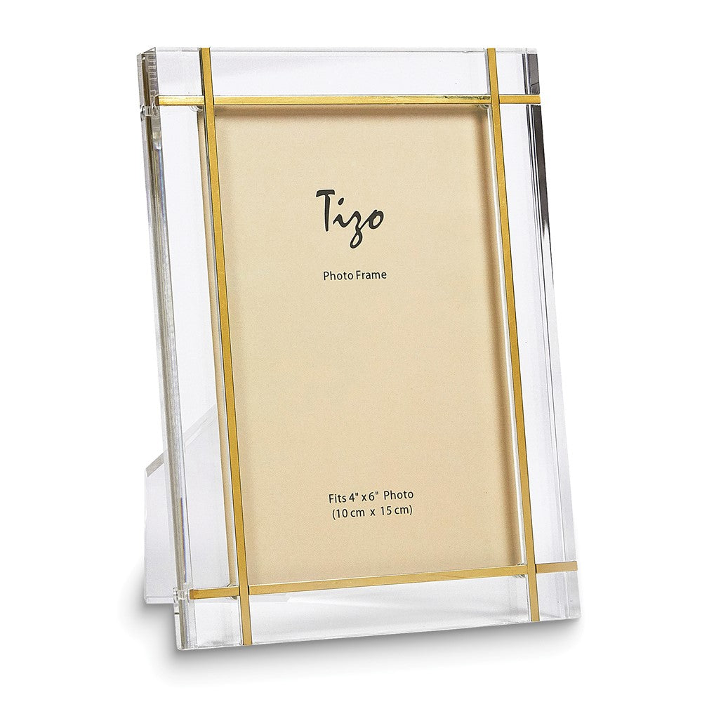 Clear Lucite Gold-tone Inlay 8x10 Photo Frame