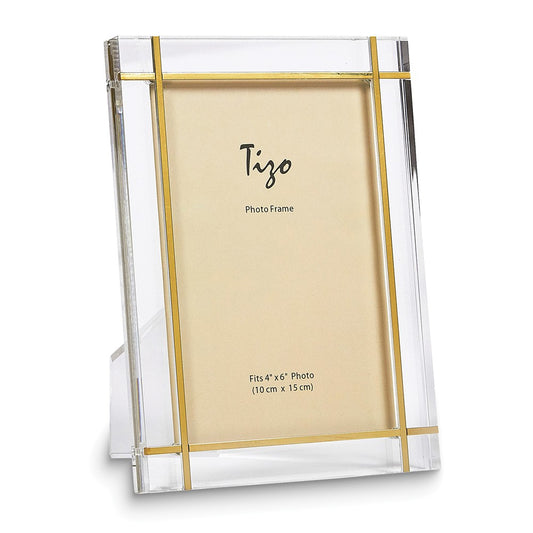 Clear Lucite Gold-tone Inlay 8x10 Photo Frame
