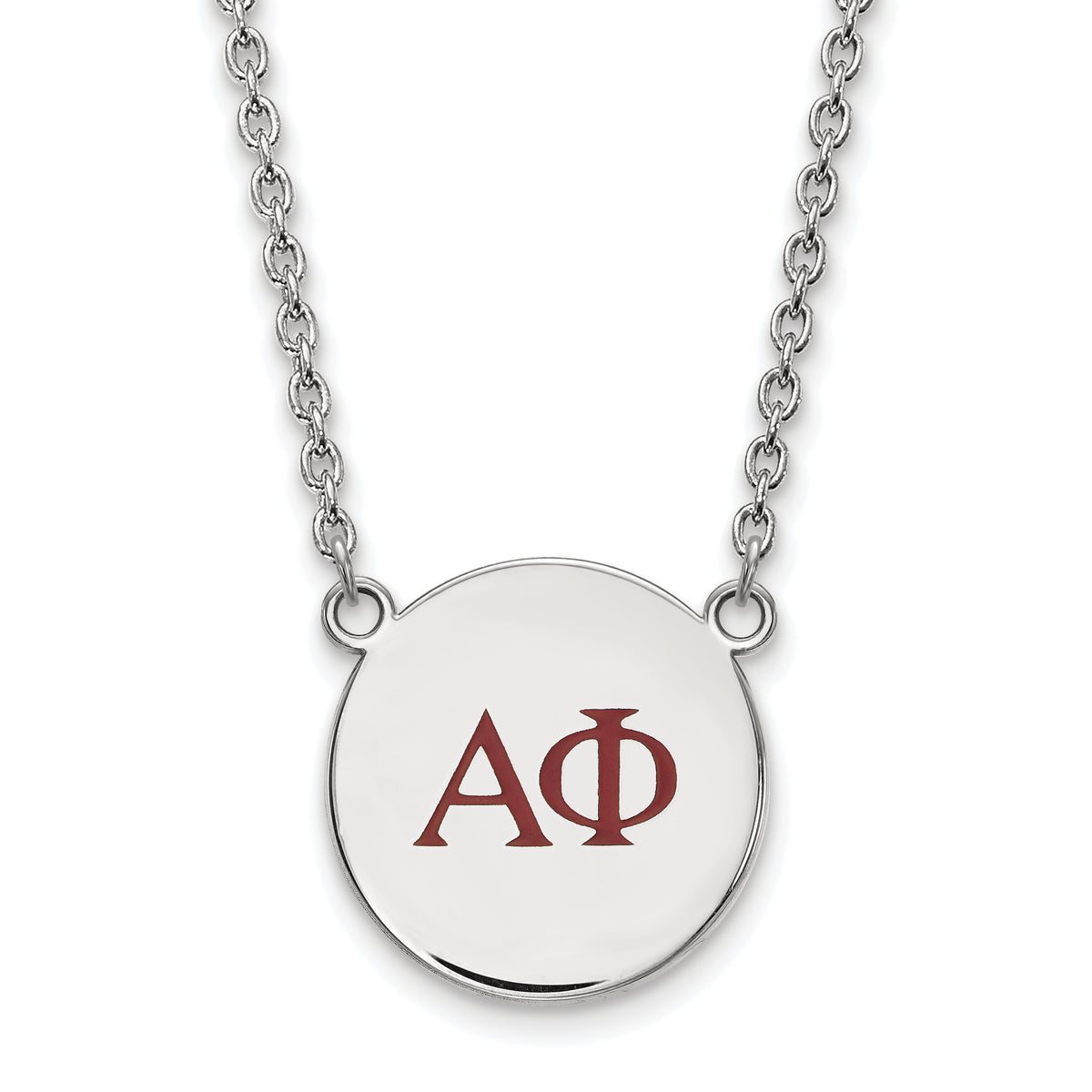 LogoArt Sterling Silver Alpha Phi Small Enameled Pendant Necklace With 18 Inch