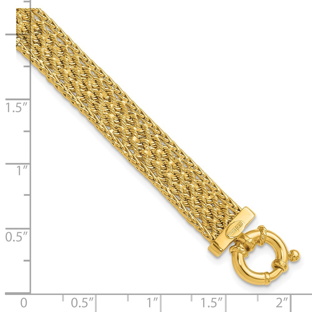 14K Polished and D/C Fancy Woven Bracelet 7.5  inches