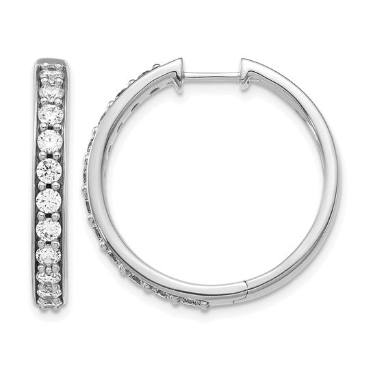 Primal Gold 14 Karat White Gold Lab Grown Diamond SI1/SI2, G H I, Hinged Hoop Earrings