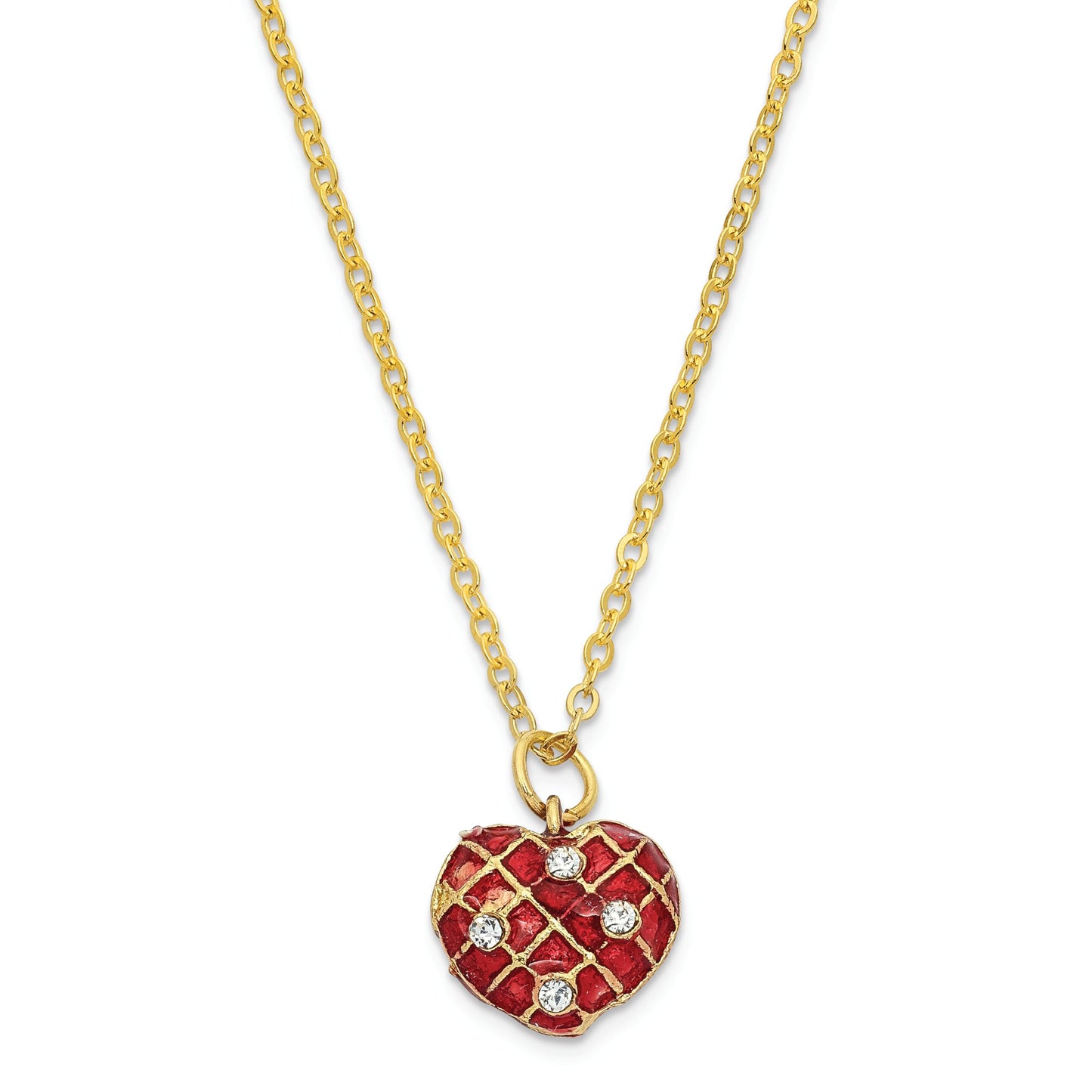 Bejeweled Peek a Boo Heart Trinket Box with Charm Pendant