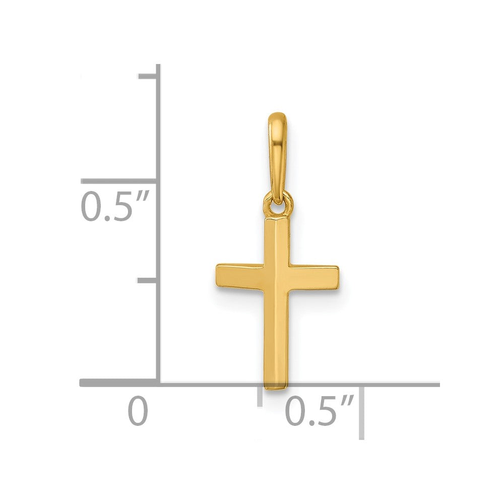 14k Polished Knife Edge Top Latin Cross Charm / Pendant