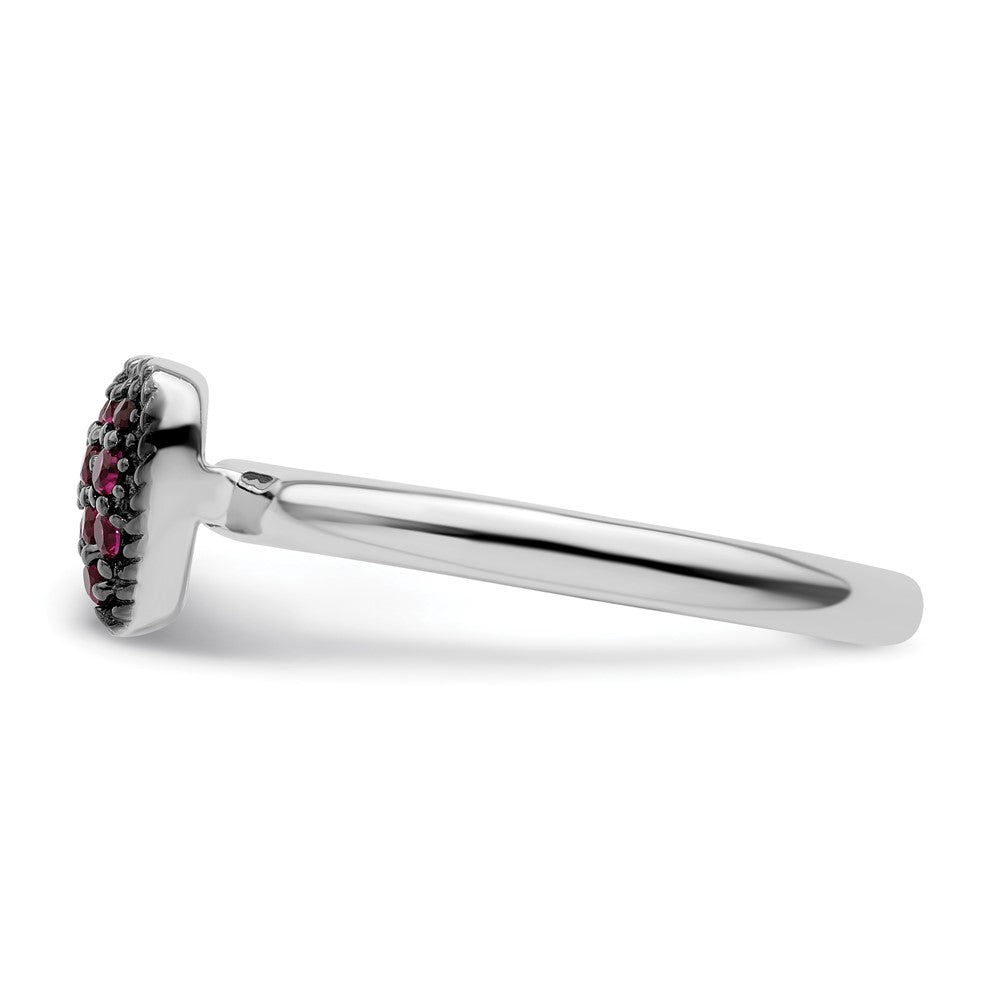 Sterling Silver Stackable Expressions Cr Ruby Heart Ring Size -9