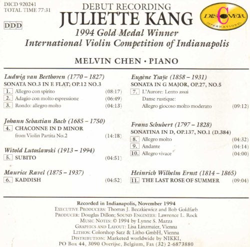Juliette Kang, 1994 Gold Medal Winner of the International Violin