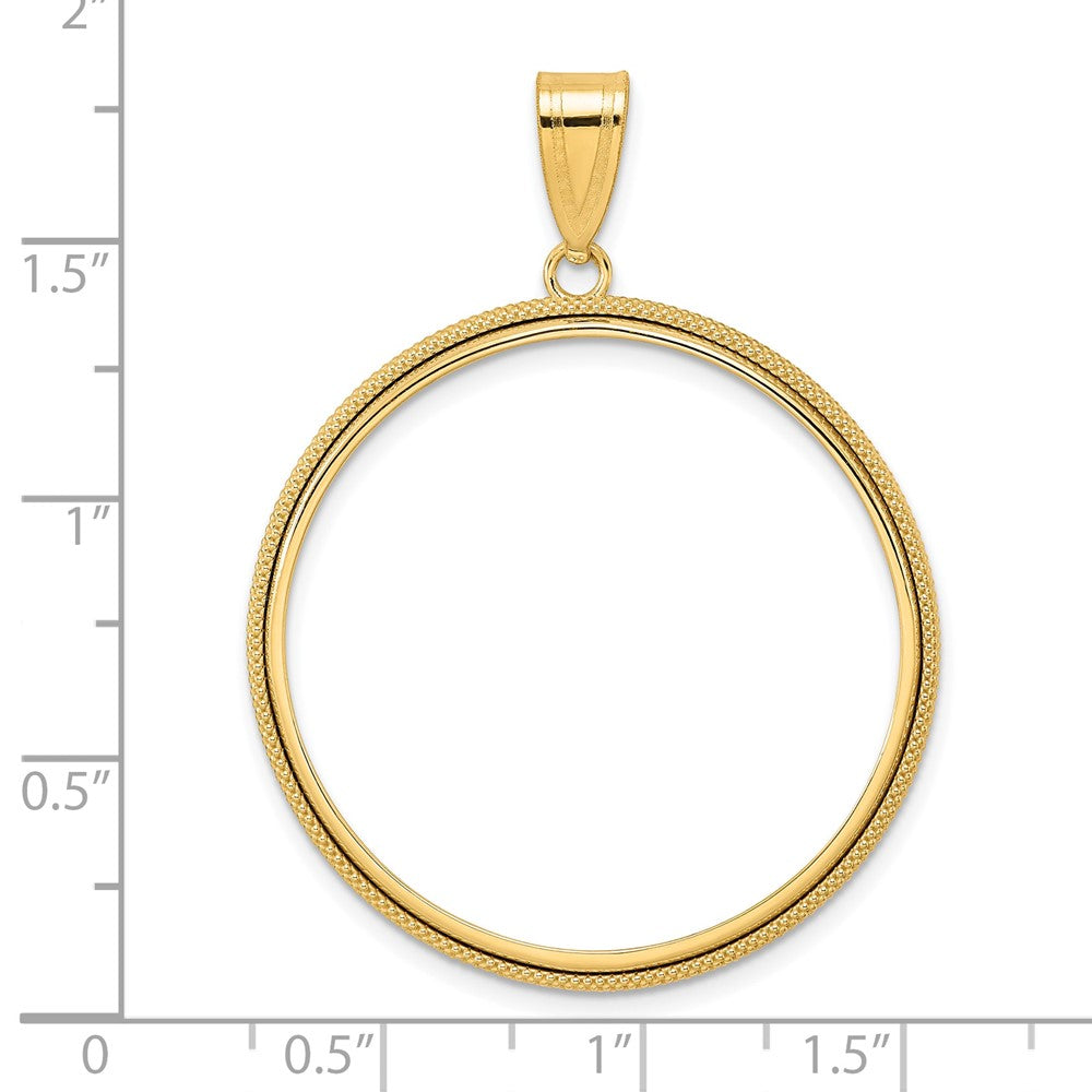 14k Polished Popcorn with 32.0mm Prong Coin Bezel Pendant