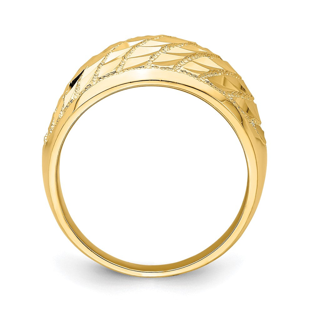 14K Diamond-cut Lattice Pattern Dome Ring Size 6.5