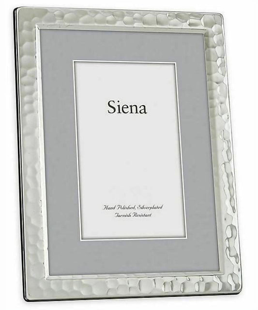 Siena 5-Inch x 7-Inch Narrow Hammered Silver-Plated Picture Frame