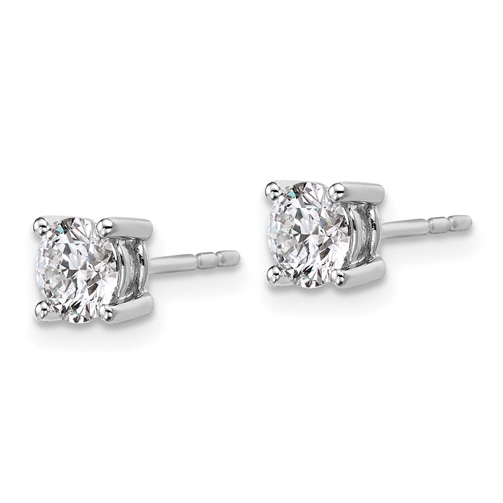 14k White Gold 1 1/4 ctw Lab Grown Diamond VS+ F+ Round 4 Prong Heavy Wt. Stud Earrings
