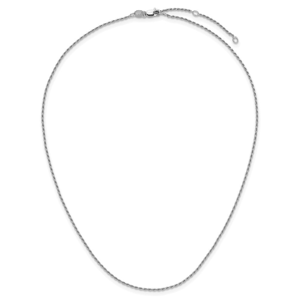 Sterling Silver RH-plt 1.2mm D/C Rope 1in+1in Adjustable Chain