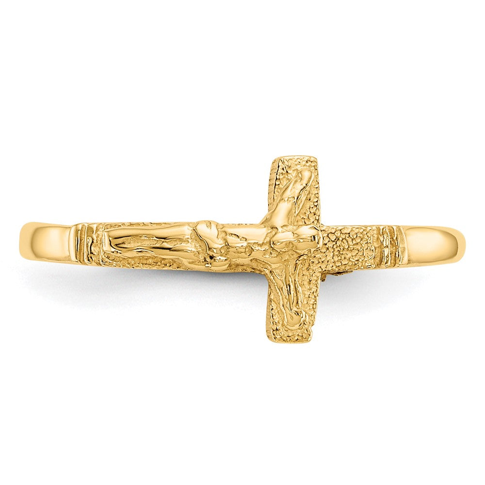 14K Satin Finish Childs Crucifix Ring Size 3.5