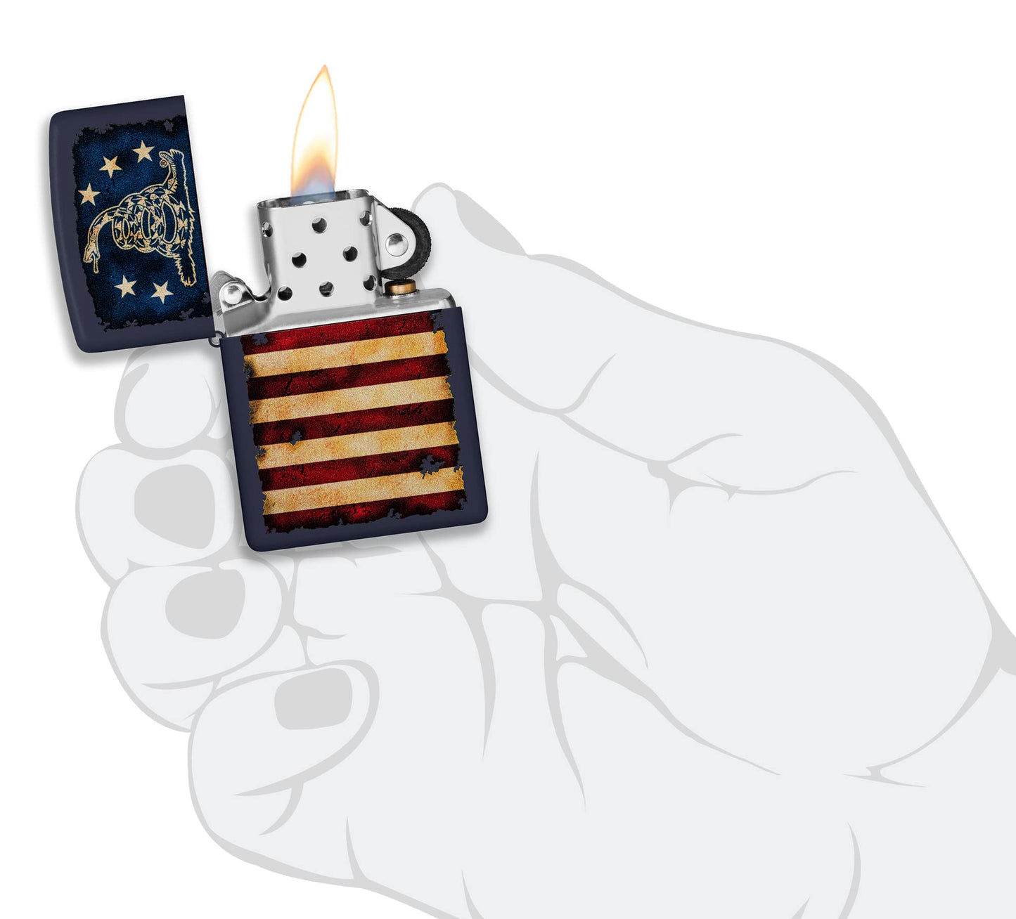 Zippo Don't Tread On Me US Flag Navy Matte Pocket Lighter