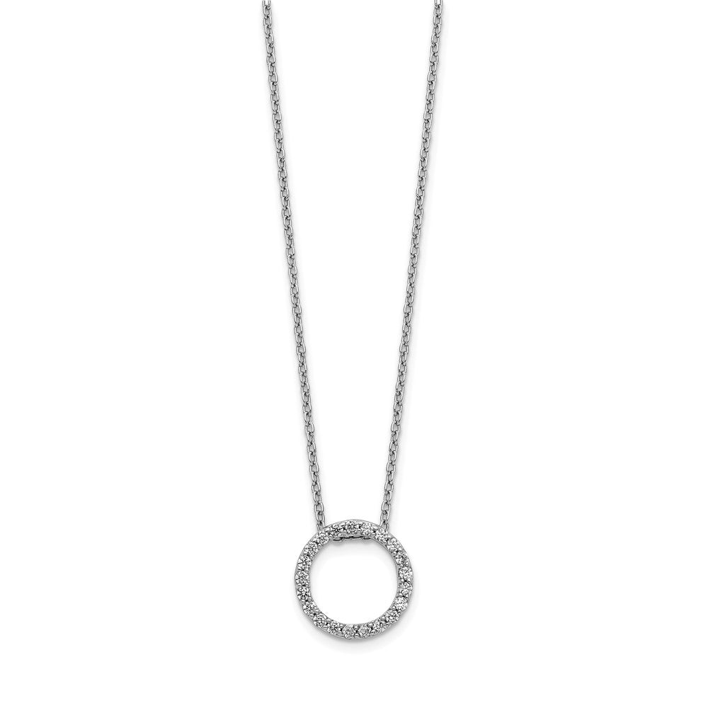 14k White Gold Diamond Circle 18 inch Necklace