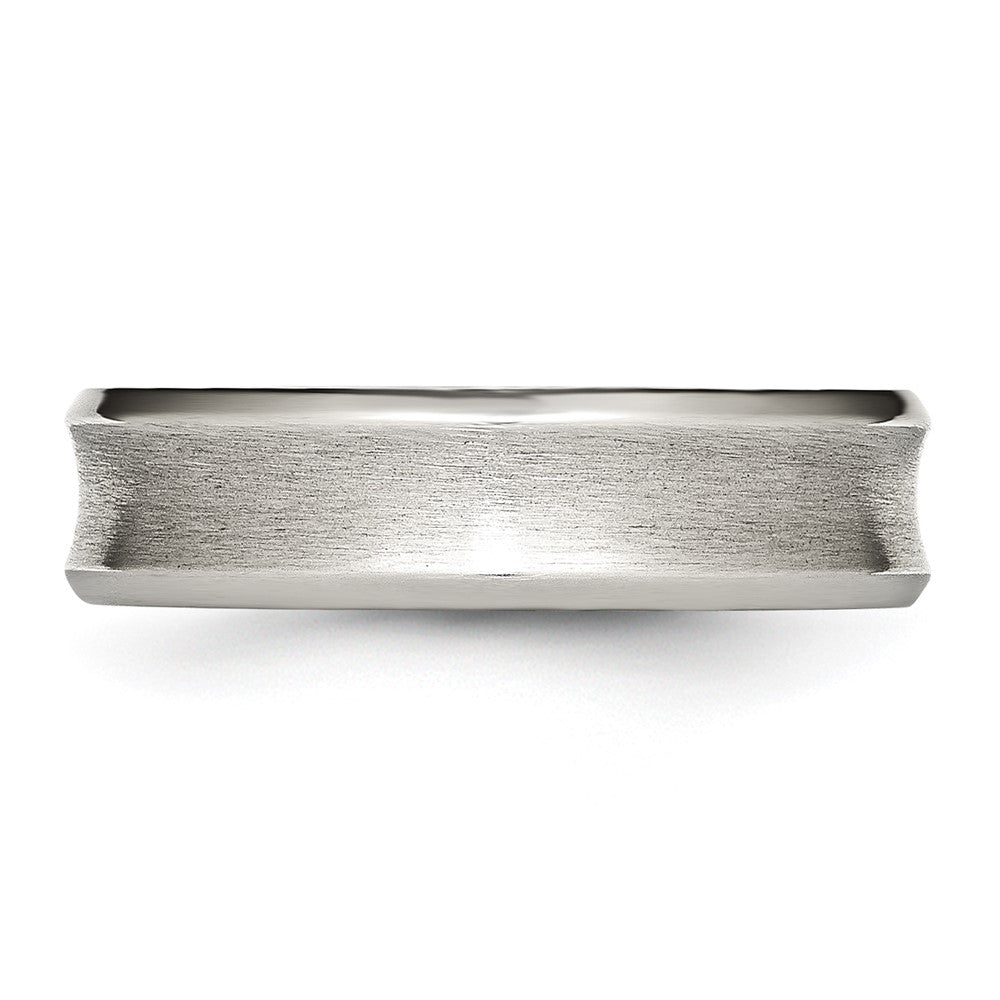 Stainless Steel Brushed/Polished Concave 6mm Beveled Edge Band Size - 9.5