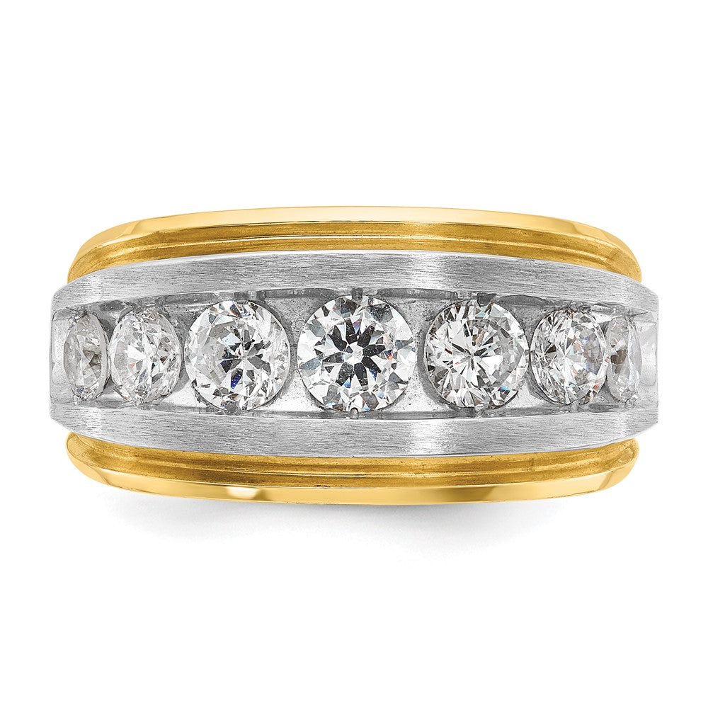 IBGoodman 14k with White Rhodium 2 carat Lab Grown Diamond VS/SI+ G+ Complete Satin Men's Ring