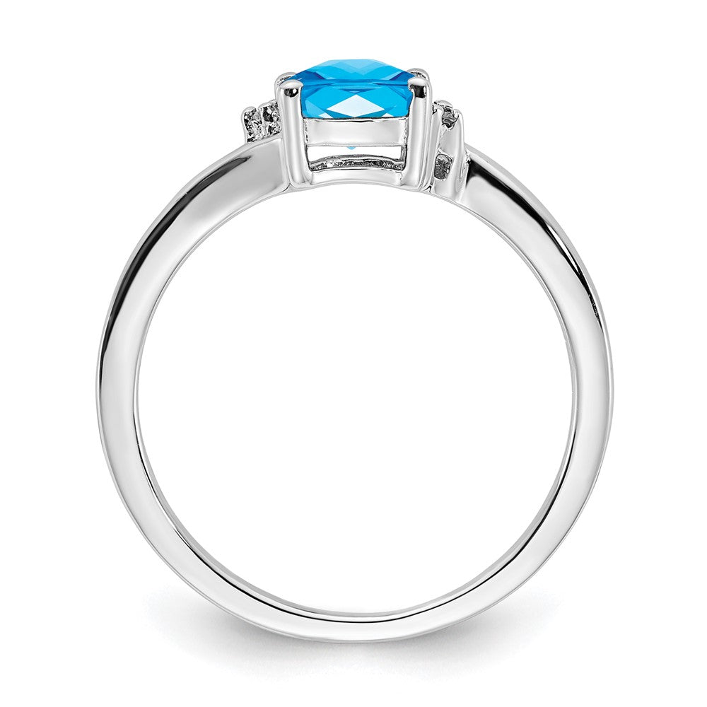 Sterling Silver ANC Blue Topaz & Diamond Ring