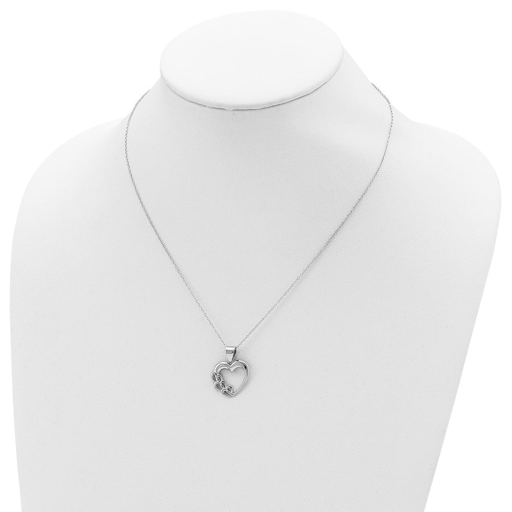 Sterling Silver Rhodium-plated Heart Necklace 18 Inches