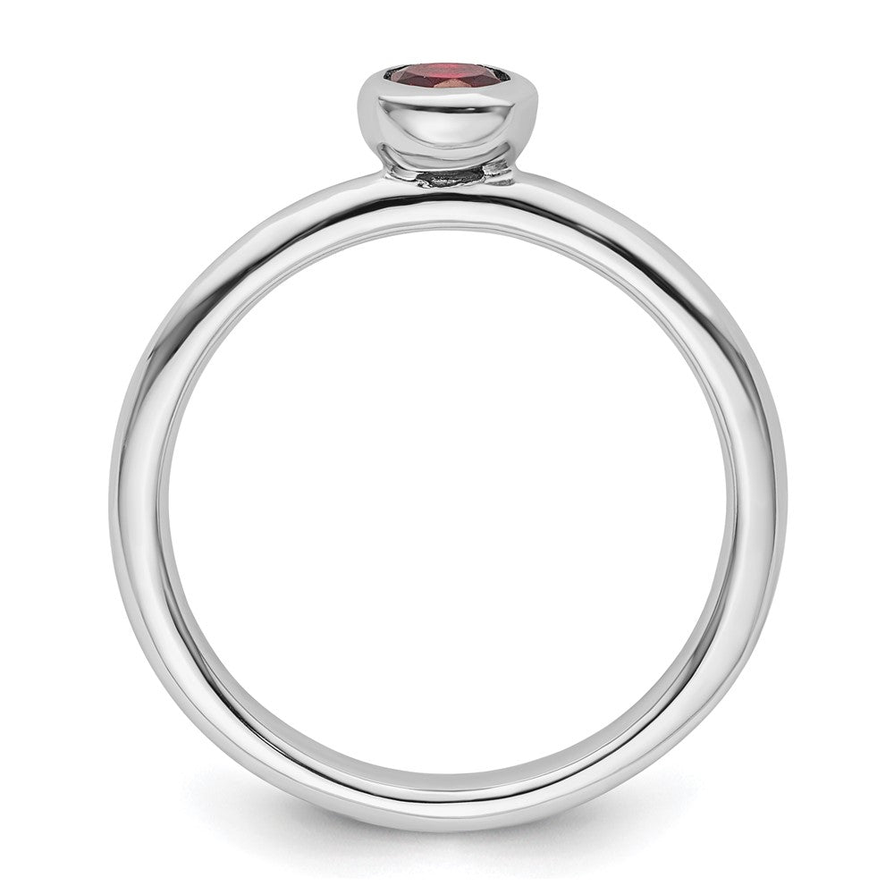 Sterling Silver Stackable Expressions Low 4mm Round Garnet Ring Size -9