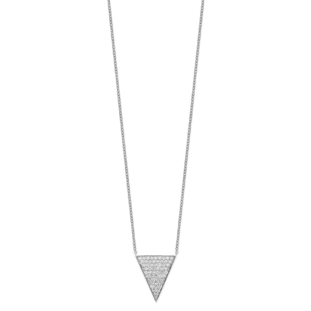 Sterling Silver Rhodium-plated CZ Triangle Dangle Necklace 18 Inches