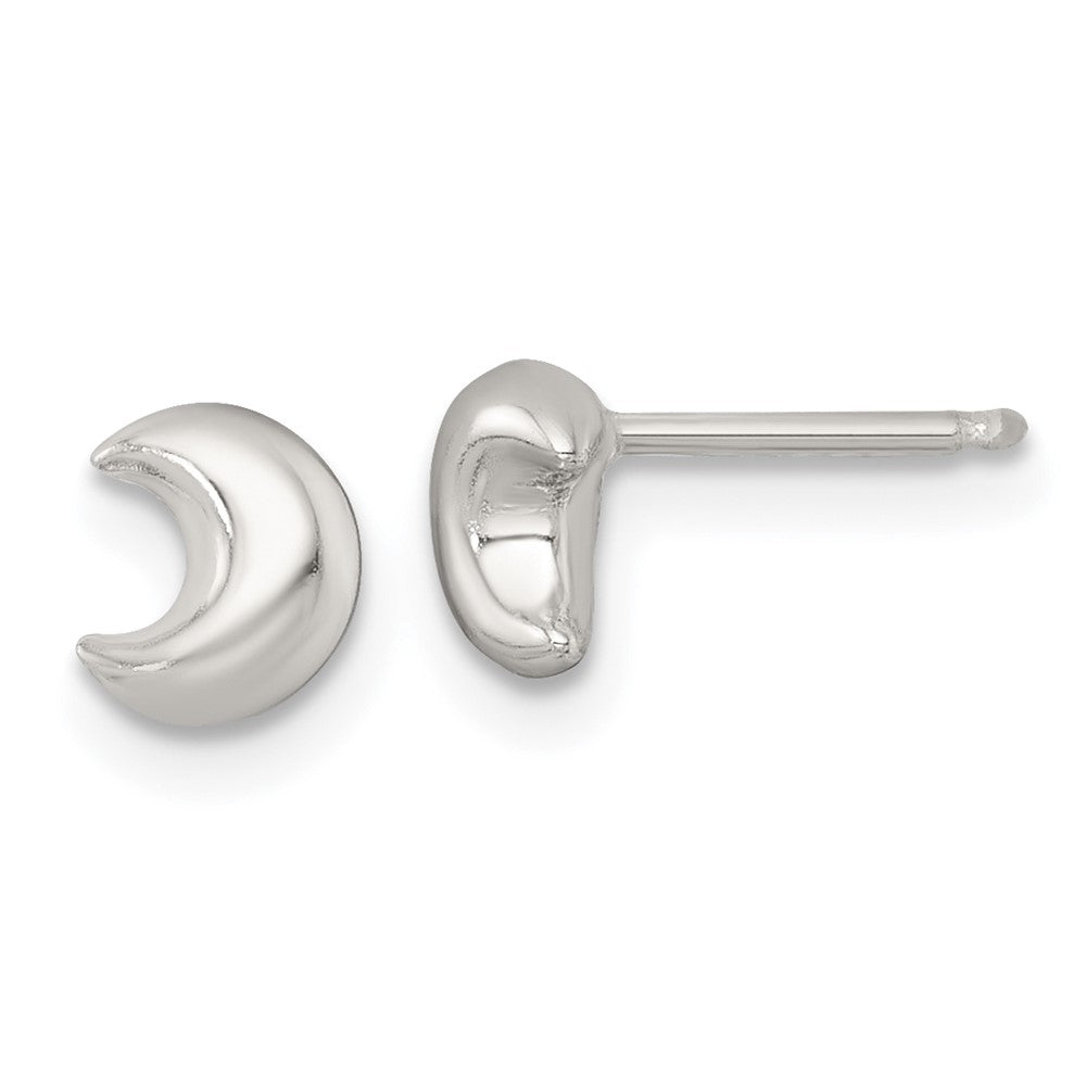 Sterling Silver Polished Puffed Moon Childrens Post Earrings