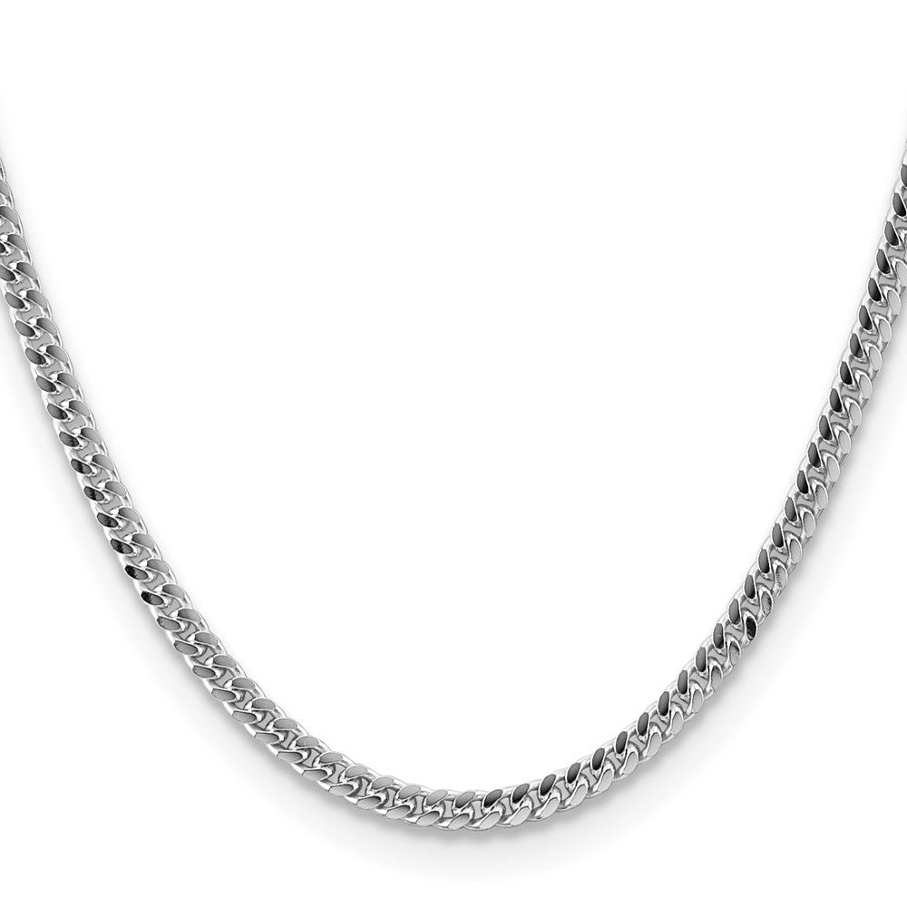 Sterling Silver Rhodium-plated 4mm Domed w/ Side D/C Curb Chain 22 Inches