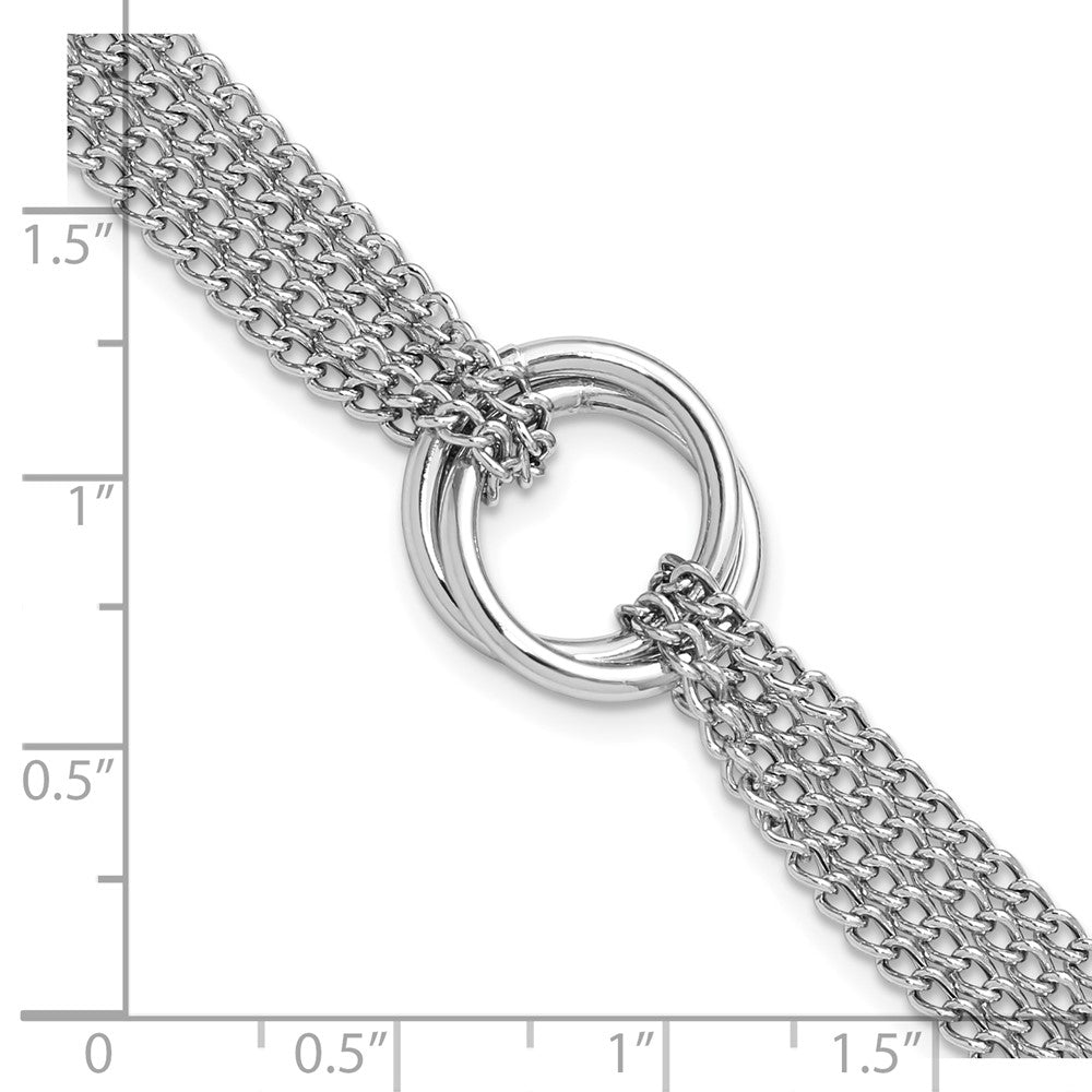 Sterling Silver RH-plt Multi-Strand Circles w/ 1in ext. Bracelet 8  inches