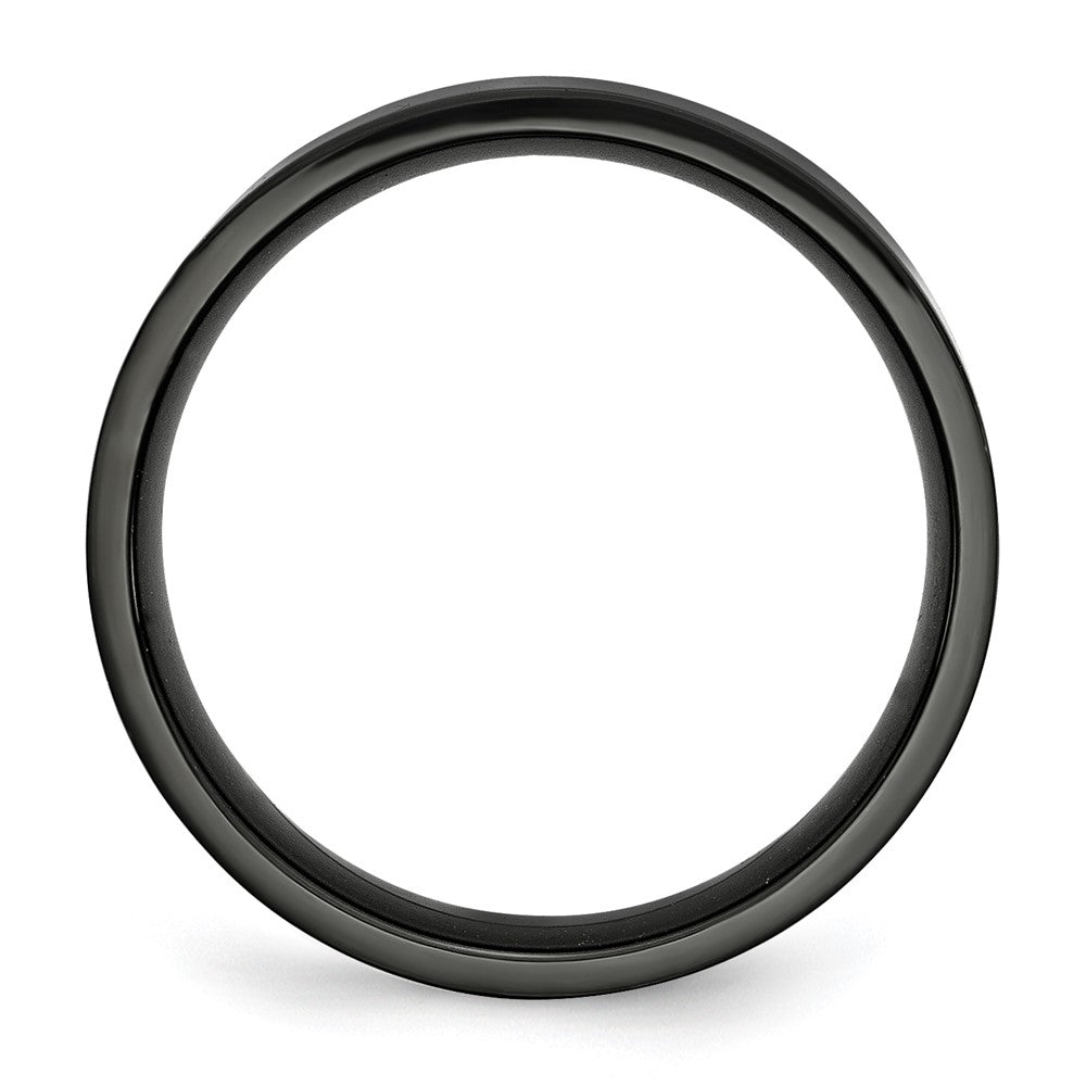 Stainless Steel 6mm Black IP-plated Polished Flat Band Size - 8.5