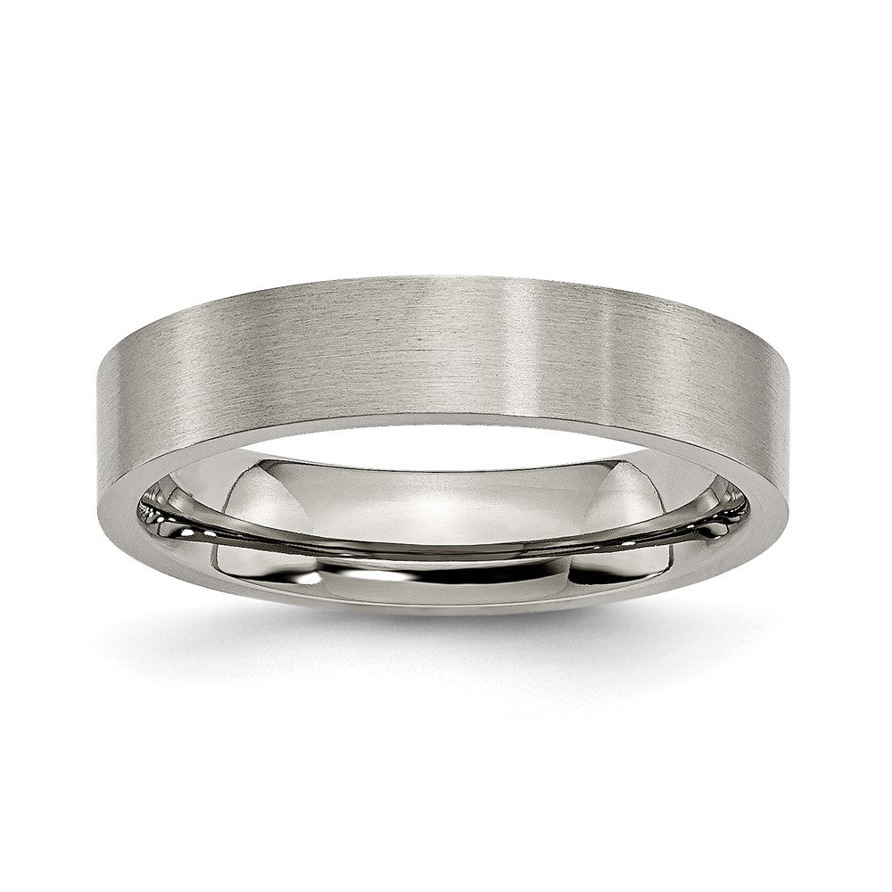 Titanium Brushed 5mm Flat Band Size - 12