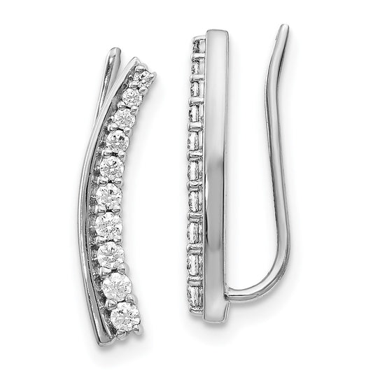 14k White Gold 1/3 carat Lab Grown Diamond VS/SI+ G+ Ear Climber Earrings