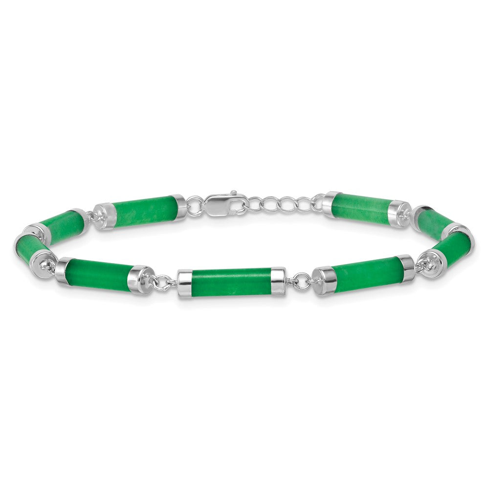 Sterling Silver Rhodium-plated Polished Jade Bars 8 Inch Bracelet 8 inches