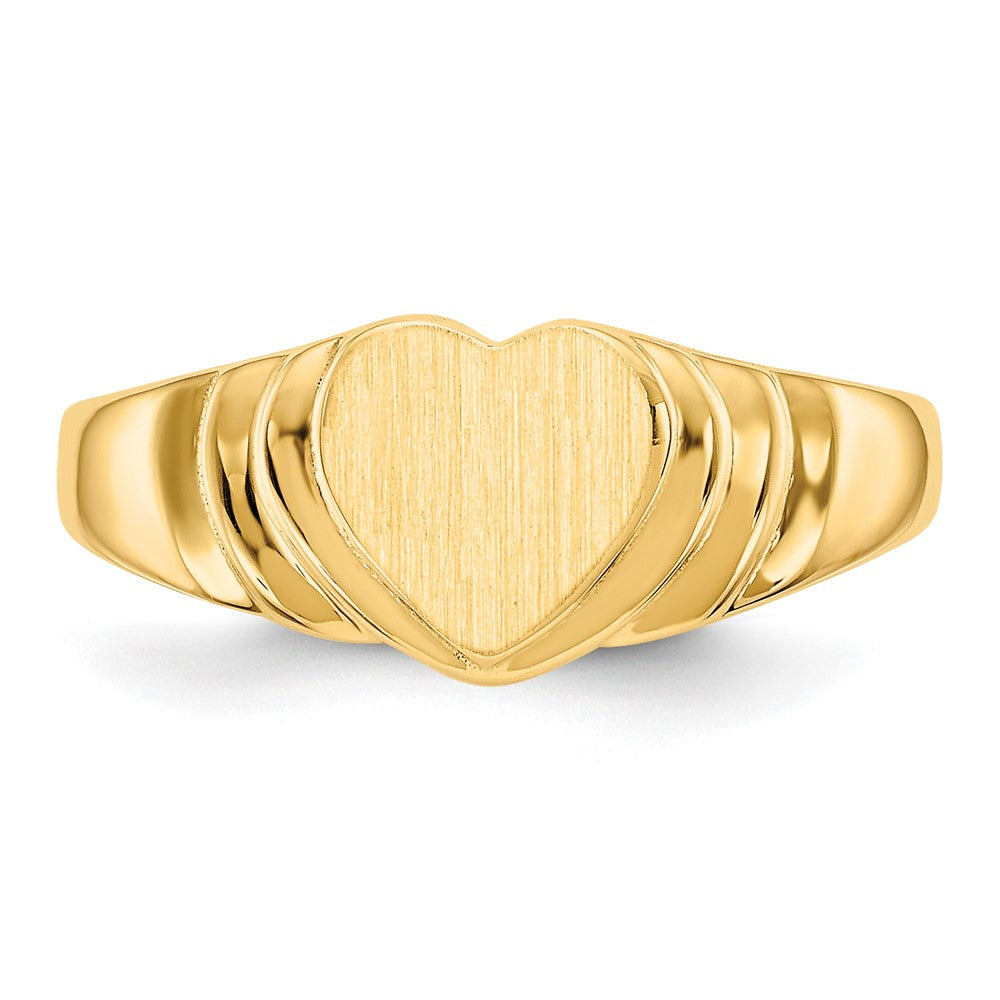 14k 6.75x6.75mm Closed Back Children's Heart Signet Ring Size 4.75