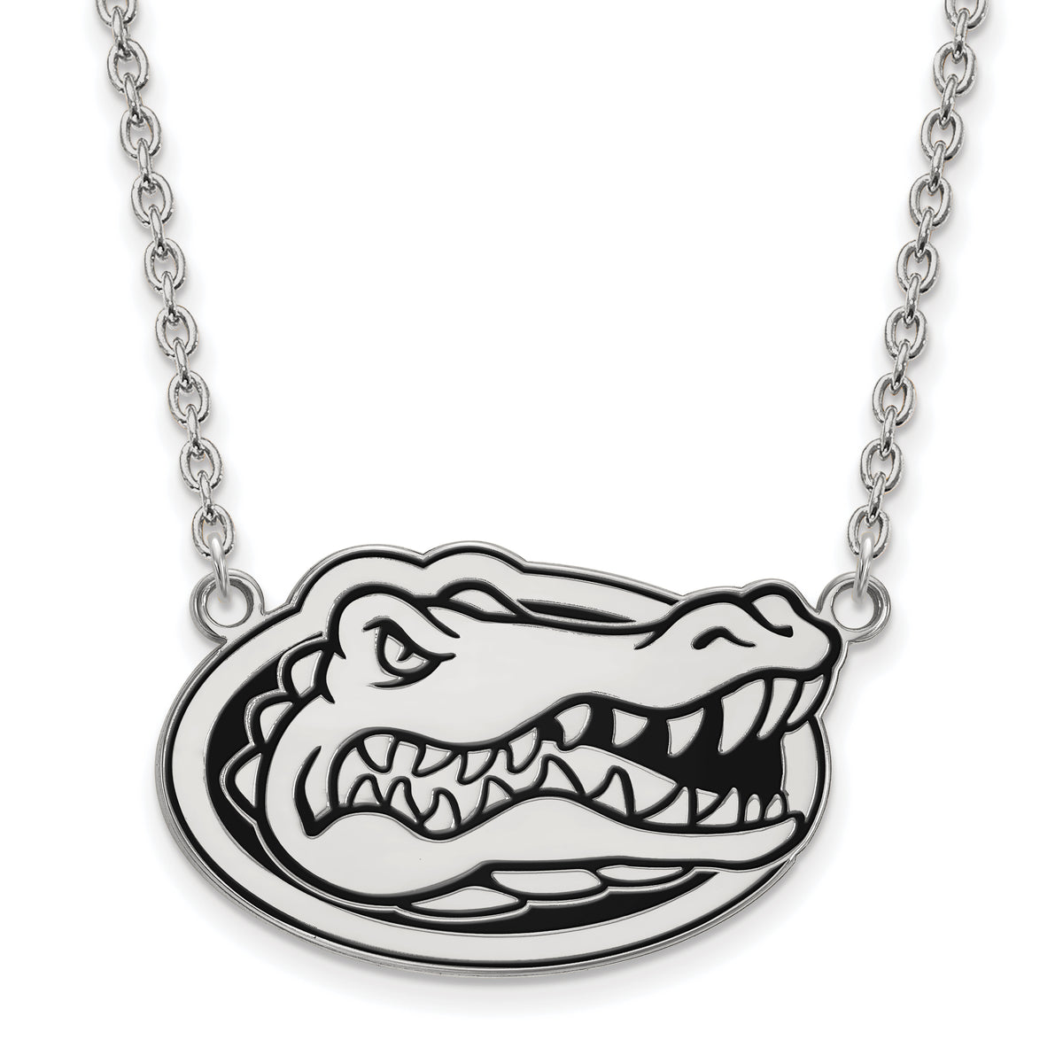 Sterling Silver Official Licensed Collegiate 18in University of Florida (UF) Large Enamel Pendant w/Necklace