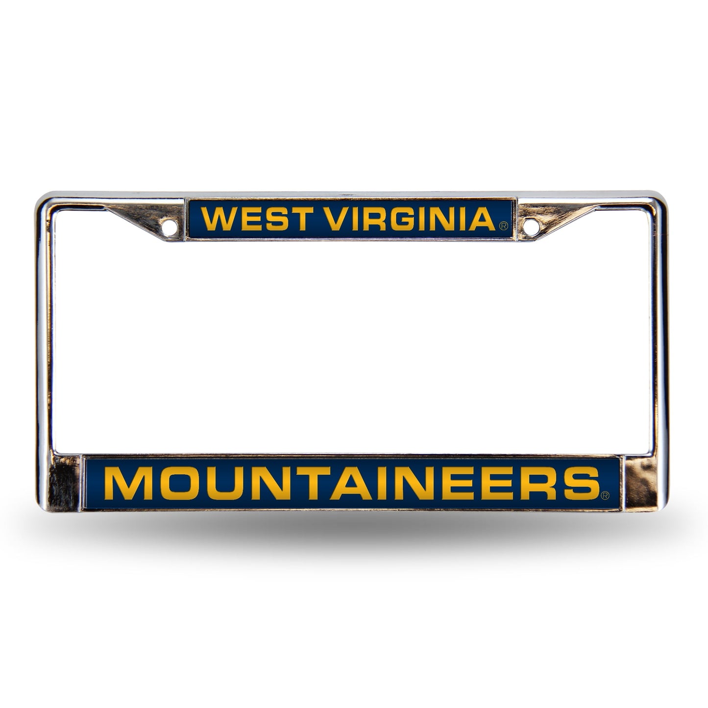 Collegiate W. Virginia U Blue Laser Chrome Acrylic License Plate Frame QGC7009