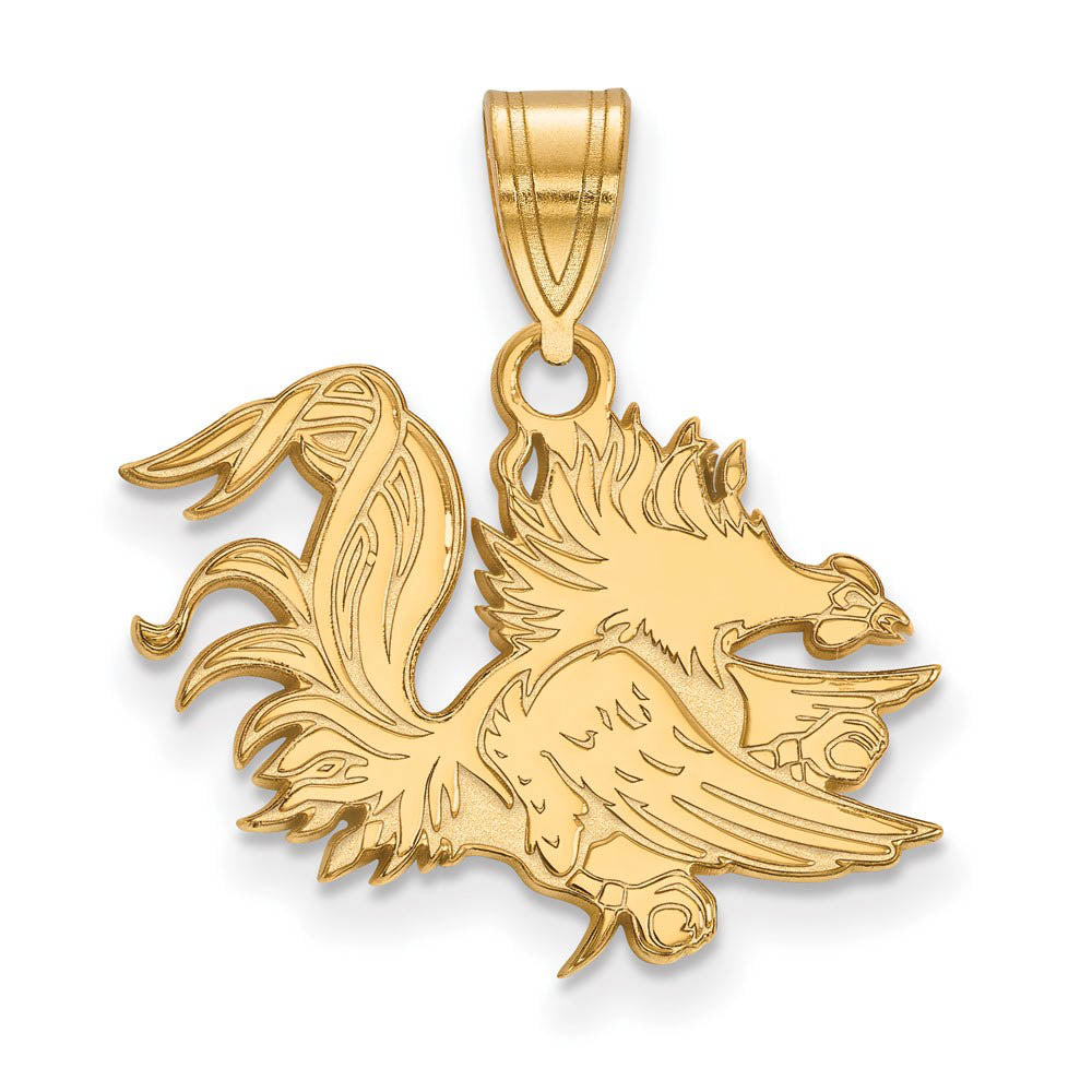 Sterling Silver Gold-plated LogoArt University of South Carolina Gamecock Medium Pendant QGP045USO