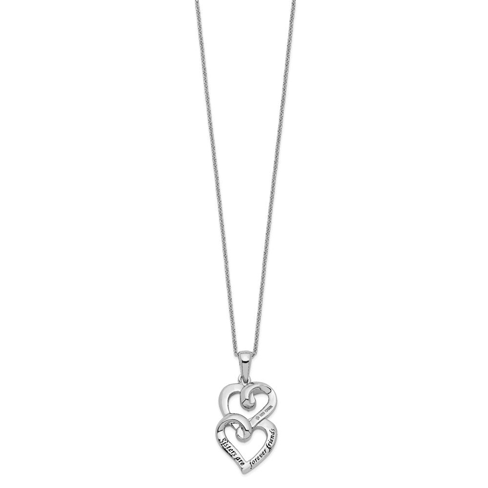 Sentimental Expressions Sterling Silver Rhodium-plated CZ To My Sister 18in Heart Necklace 18 Inches