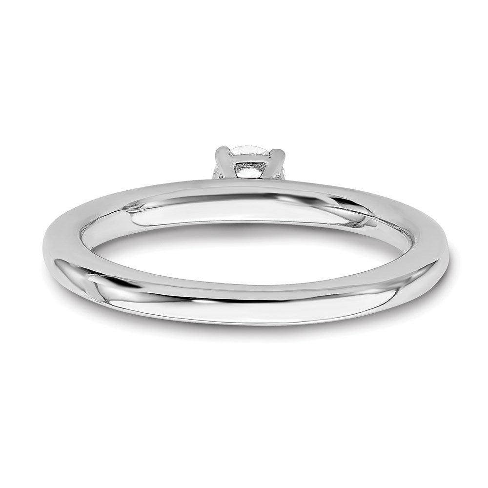 Sterling Silver Stackable Expressions Rhodium White Topaz Ring
